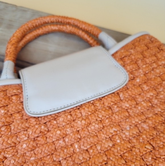 Cole Haan Orange Woven Straw Handbag with Magnetic Closure, 12×7×4, Like New - Picture 7 of 7